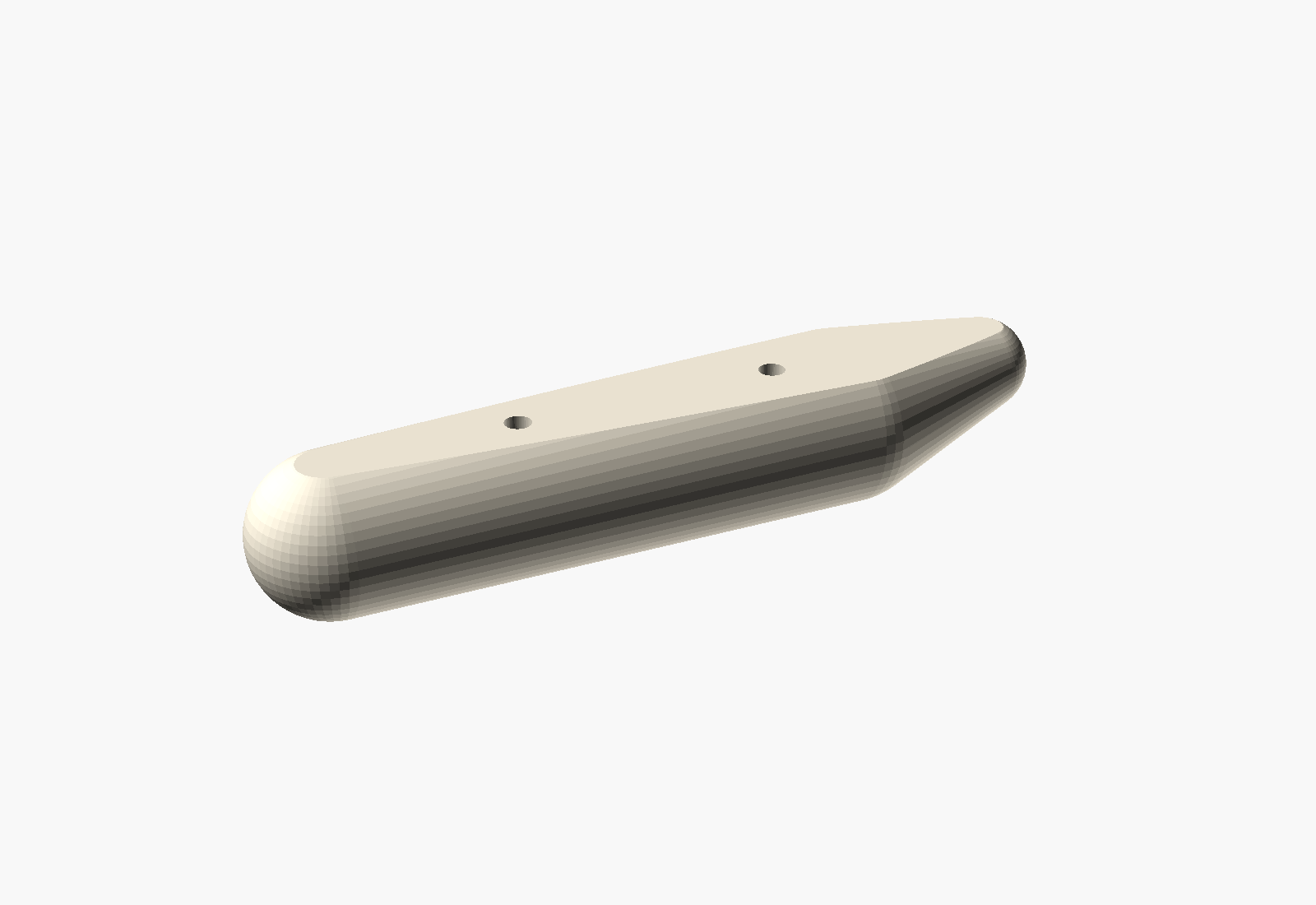 CAD render of a 3D printed lightweight pontoon float with flat mounting deck
