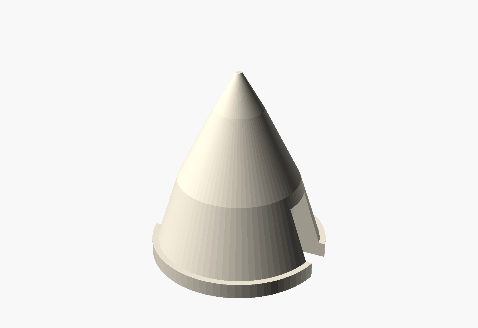 CAD render of a 3D printed propeller spinner cone with blade cutouts
