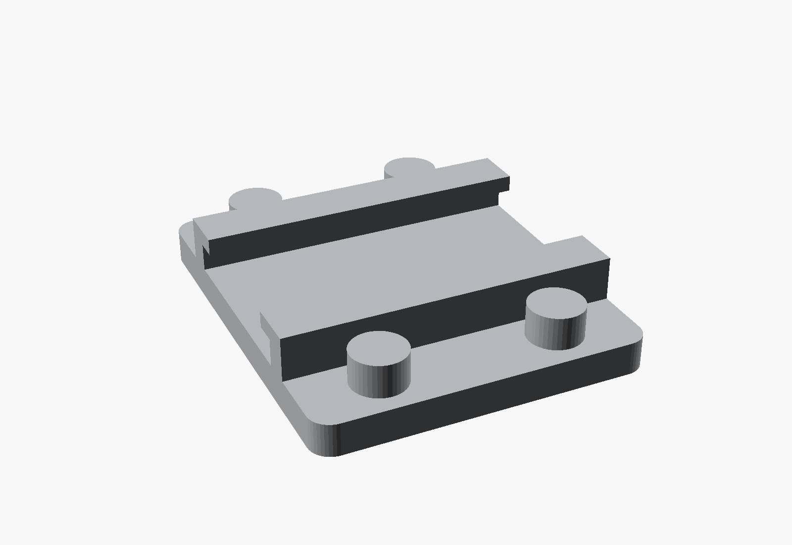 CAD render of a 3D printed DIN rail adapter mounting plate