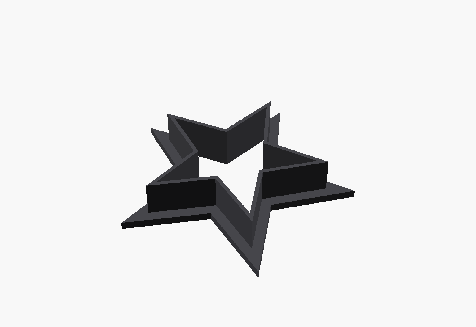 CAD render of a 3D printed star-shaped cookie cutter