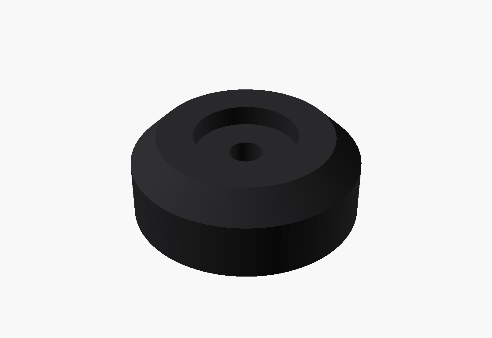 CAD render of a vibration-damping machine foot 3D printed in flexible TPU